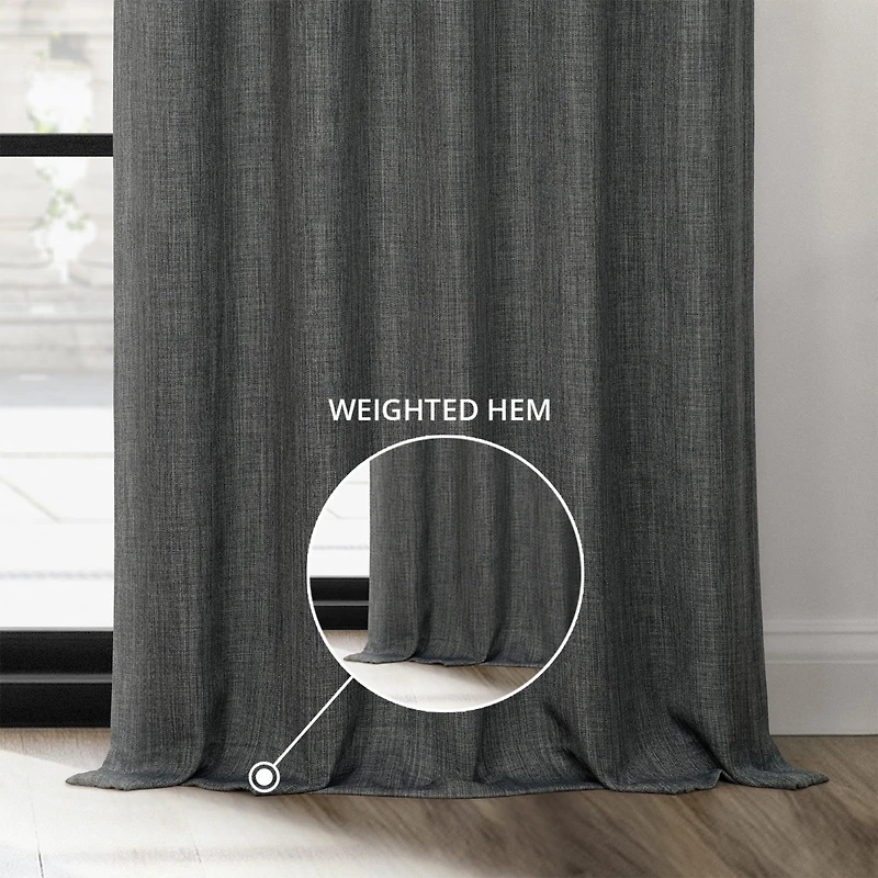 Half Price Drapes Extra Wide Textured Faux Linen Room Darkening Curtain