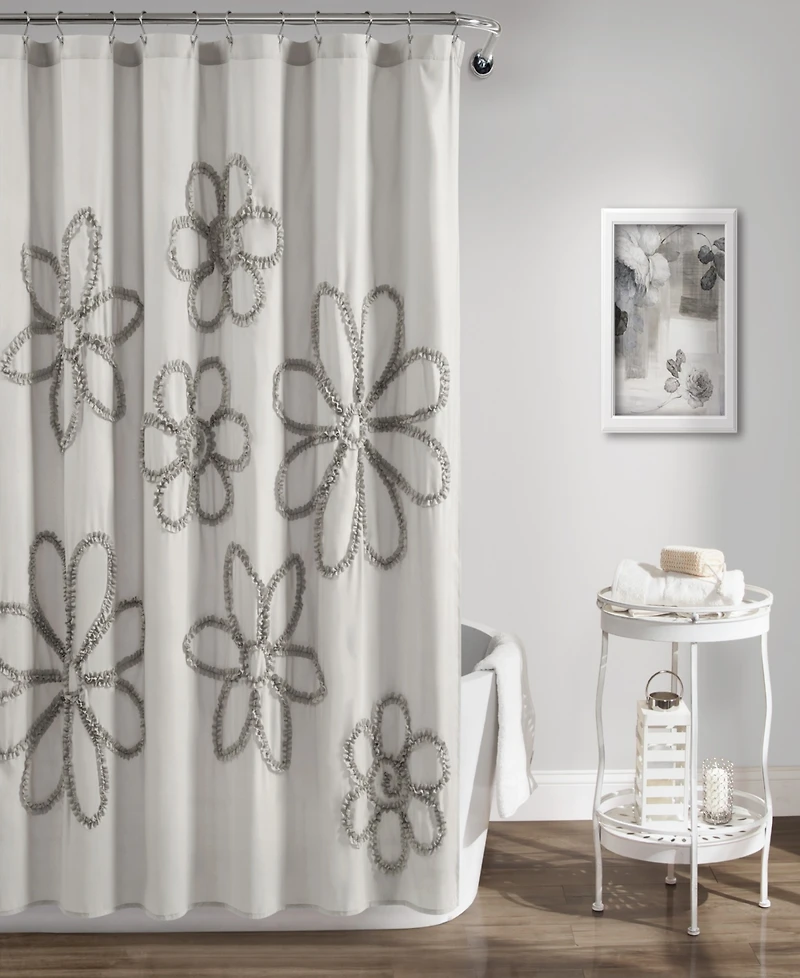 Lush Decor Ruffle Flower Shower Curtain, 72" x