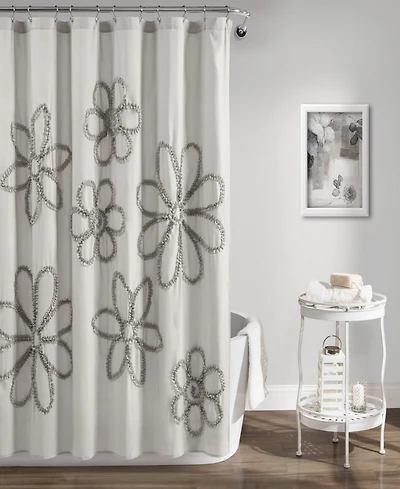 Lush Decor Ruffle Flower Shower Curtain, 72" x