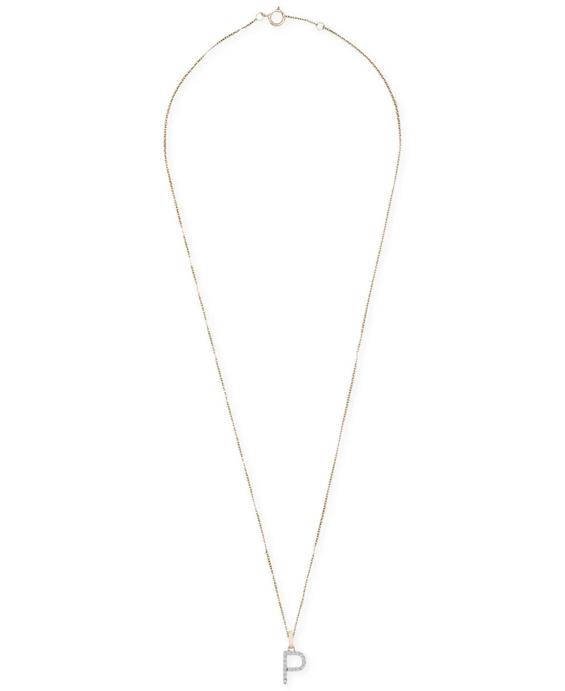 Diamond Initial Pendant Necklace (1/10 ct. t.w.) in 14k Gold, 17" + 1" Extender