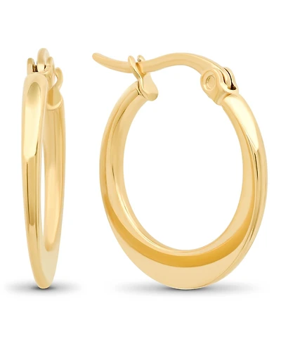Steeltime 18K Gold Plated Stainless Steel Flat Hoop Earrings