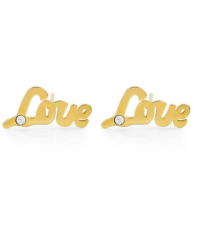 Steeltime Stainless Steel Love 18K Gold Plated Stud Earrings