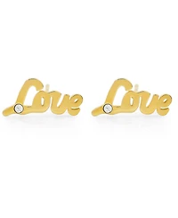 Steeltime Stainless Steel Love 18K Gold Plated Stud Earrings