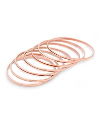 Steeltime Ladies 18K Rose Gold Plated Stainless Steel Bangle Set, 7 Piece