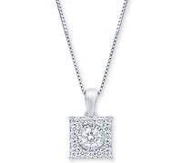 Diamond Square Halo 18" Pendant Necklace (1/3 ct. t.w.) 14k White, Yellow or Rose Gold
