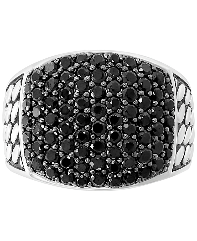 Effy Men's Black Spinel Cluster Ring in Sterling Silver