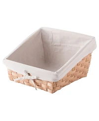 Wickerwise Wooden Angled Display Basket with Fabric Liner for Storage and Display