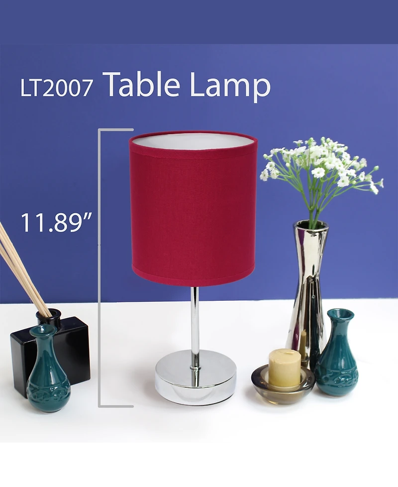 Simple Designs Chrome Mini Basic Table Lamp with Fabric Shade