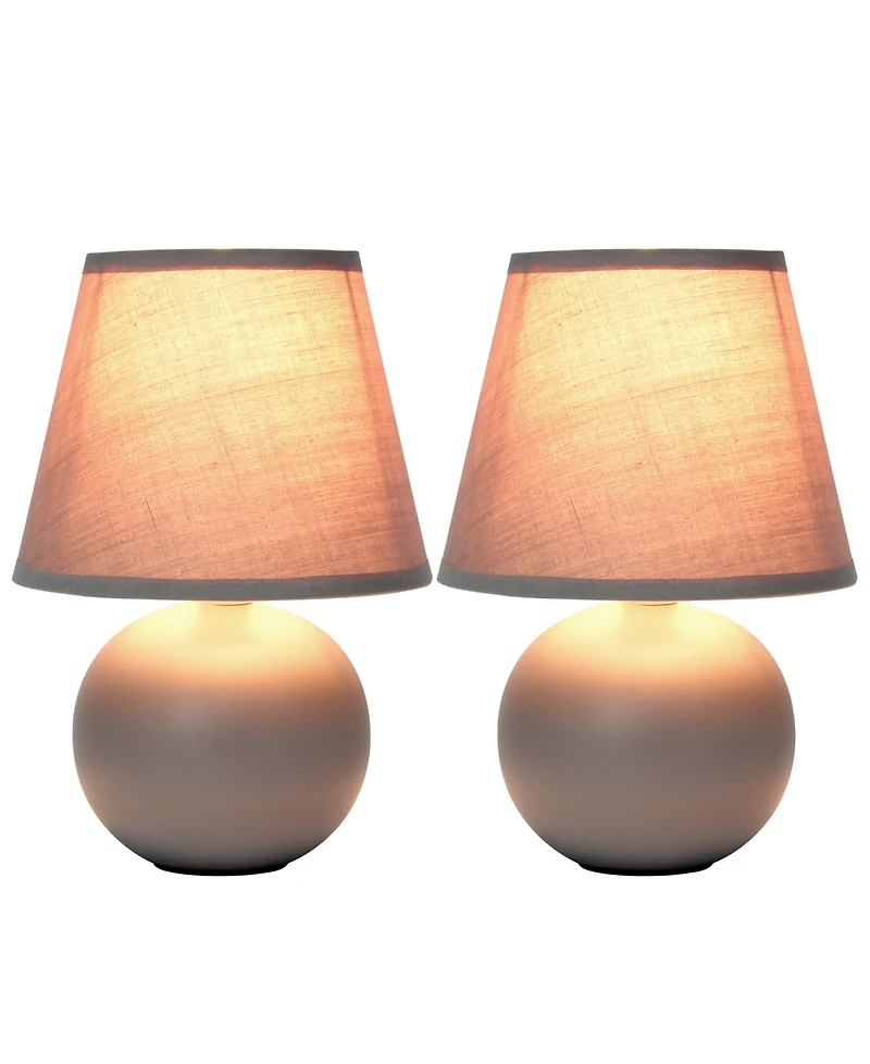Simple Designs Mini Ceramic Globe Table Lamp 2 Pack Set