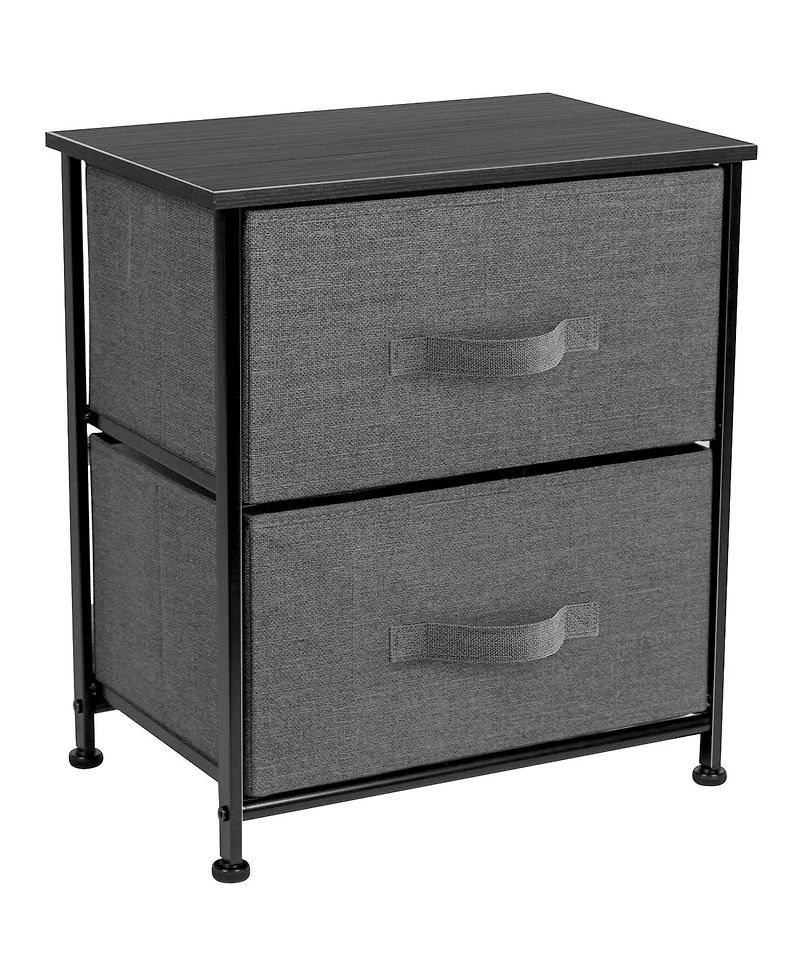 Sorbus Nightstand with 2 Drawers - Steel Frame, Wood Top & Easy Pull Fabric Bins Great for Home, Bedroom, Office College Dorm
