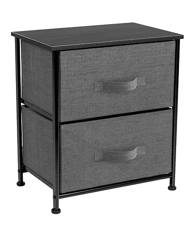 Sorbus Nightstand with 2 Drawers - Steel Frame, Wood Top & Easy Pull Fabric Bins Great for Home, Bedroom, Office College Dorm