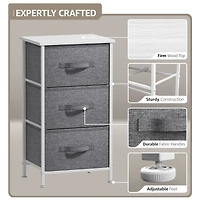 Sorbus Nightstand with 3 Drawers - Steel Frame, Wood Top & Easy Pull Fabric Bins - Perfect for Home, Bedroom, Office & College Dorm