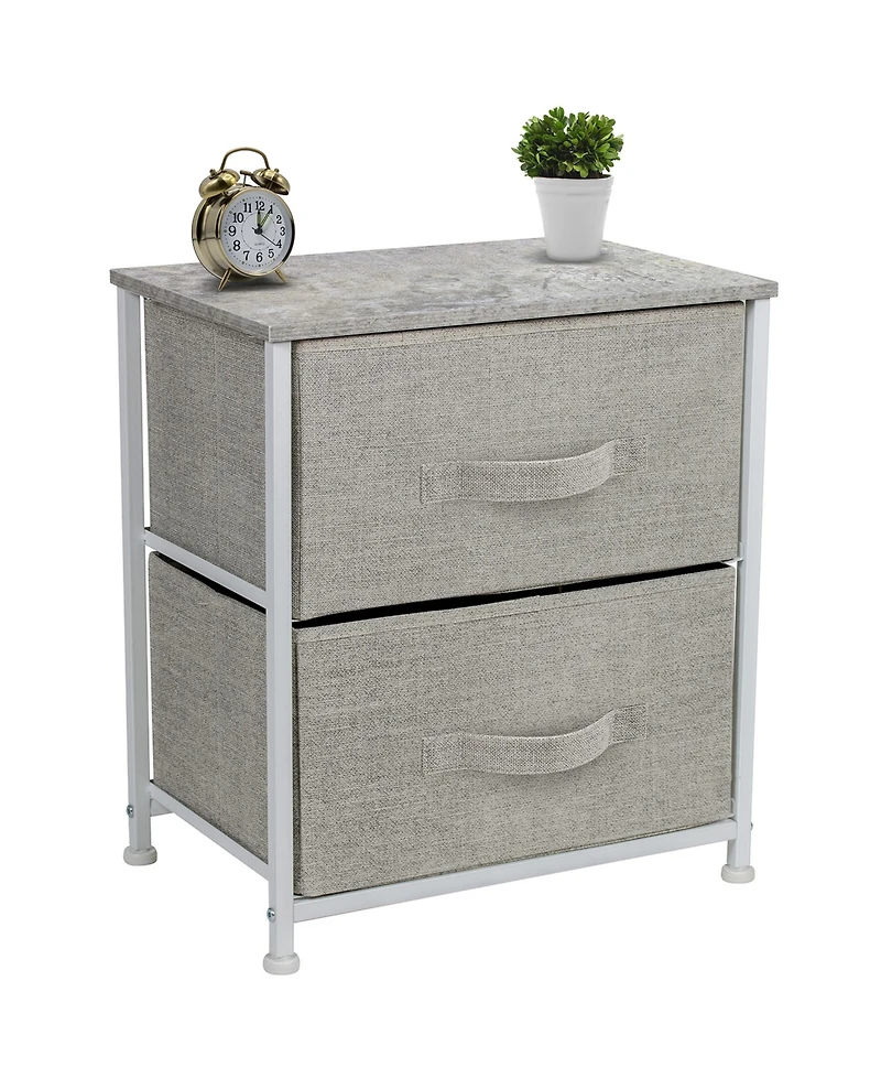 Sorbus Nightstand with 2 Drawers - Steel Frame, Wood Top & Easy Pull Fabric Bins Great for Home, Bedroom, Office College Dorm