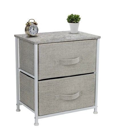Sorbus Nightstand with 2 Drawers - Steel Frame, Wood Top & Easy Pull Fabric Bins Great for Home, Bedroom, Office College Dorm