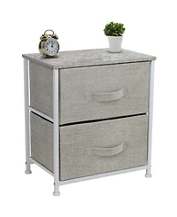 Sorbus Nightstand with 2 Drawers - Steel Frame, Wood Top & Easy Pull Fabric Bins Great for Home, Bedroom, Office College Dorm