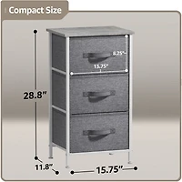 Sorbus Nightstand with 3 Drawers - Steel Frame, Wood Top & Easy Pull Fabric Bins Perfect for Home, Bedroom, Office College Dorm