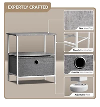 Sorbus 1 Drawers Nightstand with Shelf - Steel Frame, Wood Top & Easy Pull Fabric Bins Perfect for Home, Bedroom