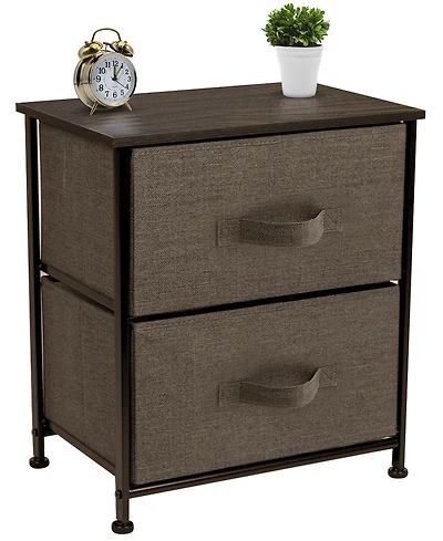 Sorbus Nightstand with 2 Drawers - Steel Frame, Wood Top & Easy Pull Fabric Bins Great for Home, Bedroom, Office College Dorm