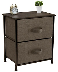 Sorbus Nightstand with 2 Drawers - Steel Frame, Wood Top & Easy Pull Fabric Bins Great for Home, Bedroom, Office College Dorm