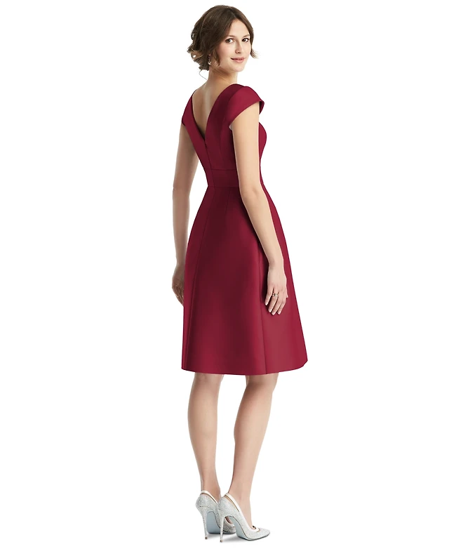 chinese dress ladies Alfred Sung Brown Elegant Pleated Cocktail Dress