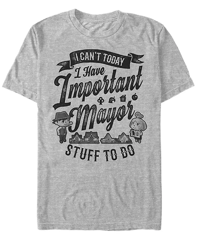 Fifth Sun Men's Nintendo Animal Crossing I Can't Today I Have Important Mayor Stuff Short Sleeve T-shirt