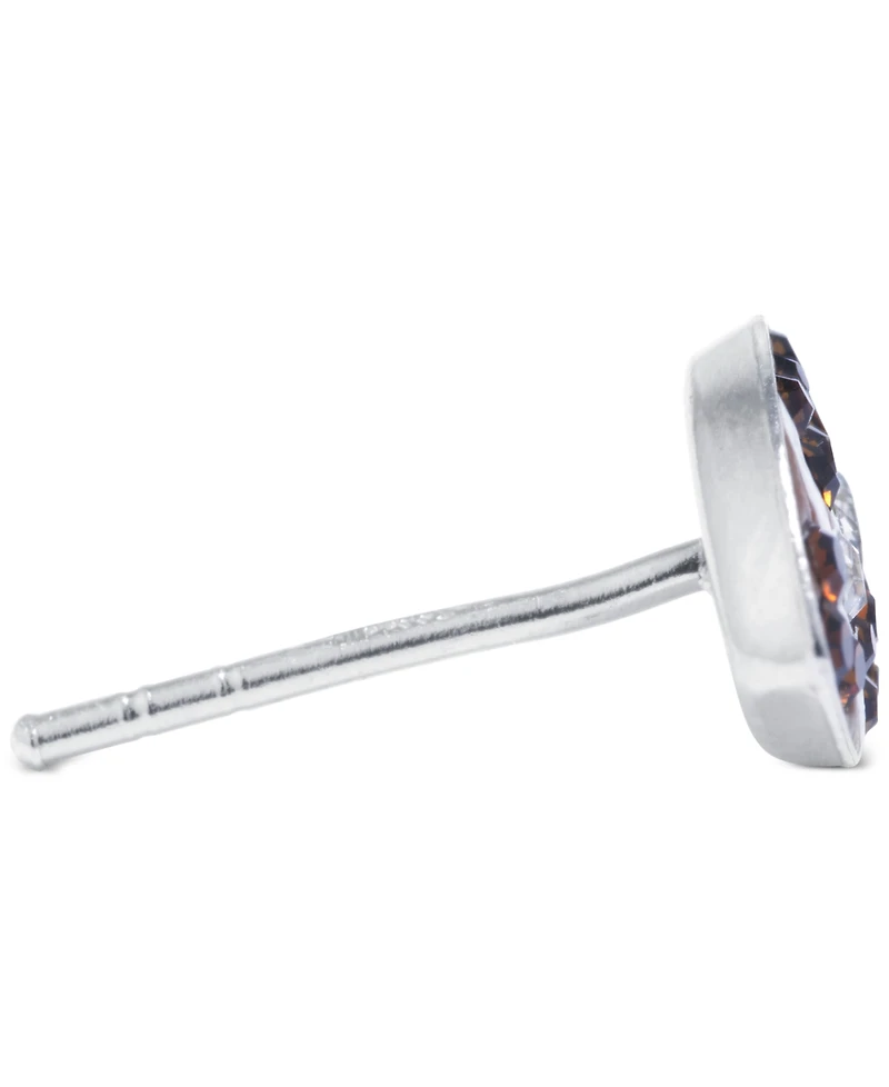 Crystal Pave Football Inspired Stud Earrings in Sterling Silver