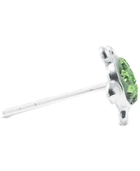 Green Crystal Pave Turtle Stud Earrings in Sterling Silver