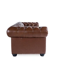 Alexandon Leather Chesterfield Tufted Sofa with Roll Arm