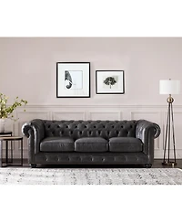 Alexandon Leather Chesterfield Tufted Sofa with Roll Arm