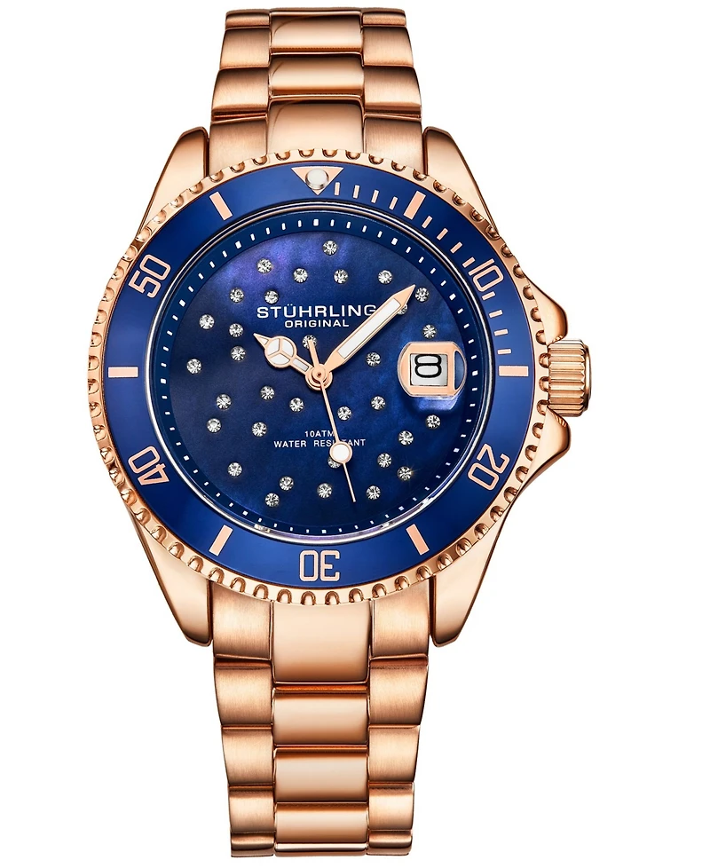 Stuhrling Women's Rose Gold Stainless Steel Bracelet Watch 39mm