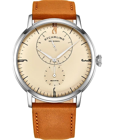 Men's Ivory Genuine Leather Strap Watch 42mm