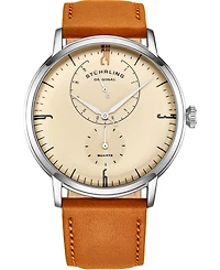 Men's Ivory Genuine Leather Strap Watch 42mm