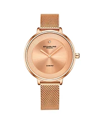 Stuhrling Women's Rose Gold Mesh Stainless Steel Bracelet Watch 37mm
