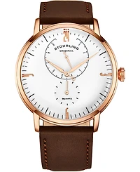 Men's Brown Genuine Leather Strap Watch 42mm