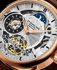 Stuhrling Men's Brown Leather Strap Watch 42mm