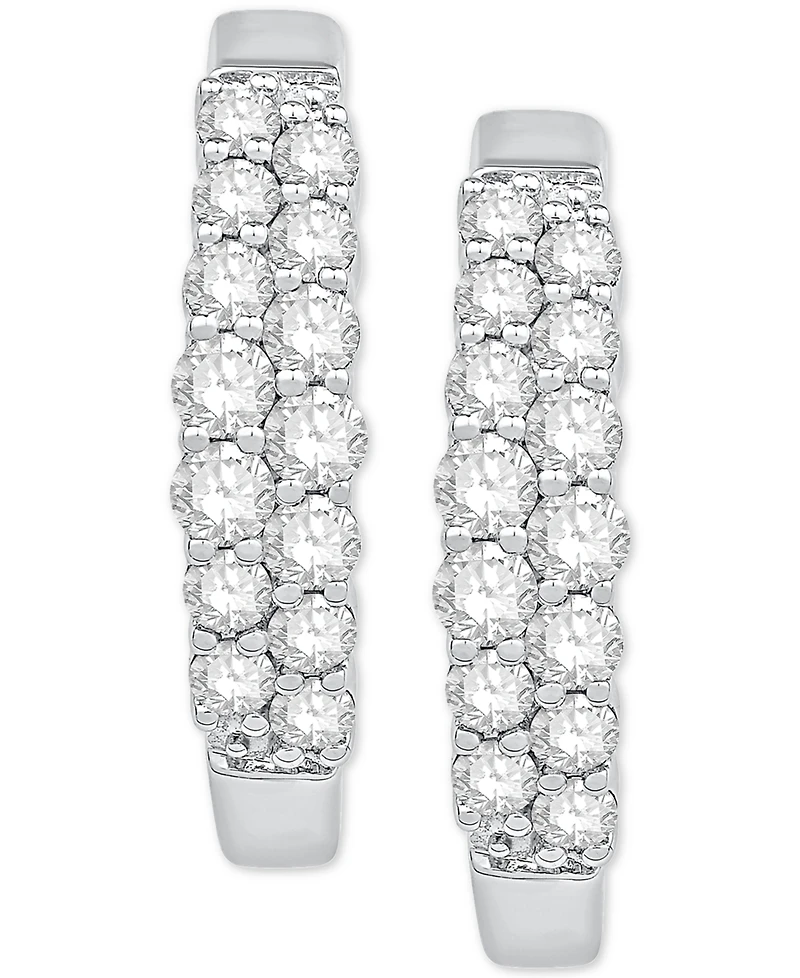 Diamond Two-Row Hoop Earrings in 14k White Gold (1/2 ct. t.w.)