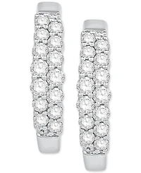 Diamond Two-Row Hoop Earrings in 14k White Gold (1/2 ct. t.w.)