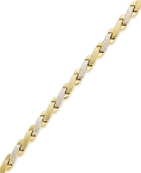 10k Gold and White Gold Bracelet, Two-Tone X Bracelet