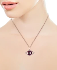 Effy Ruby (1/4 ct. t.w.) & Diamond (1/8 ct. t.w.) 18" Evil Eye Pendant Necklace in 14k Rose Gold or 14k White Gold