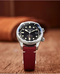 Spinnaker Men's Bradner Automatic Red Genuine Leather Strap Watch 42mm