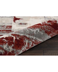 Long Street Looms Samuel SAM14 Ivory, Red 2'2" x 7'6" Runner Rug