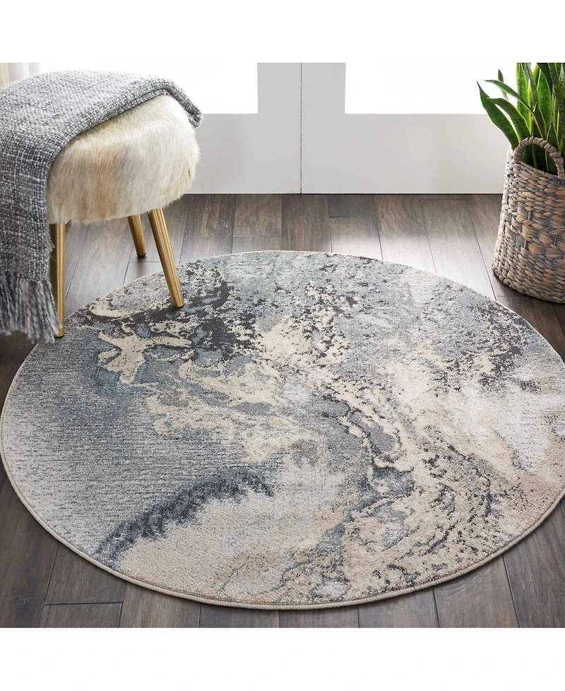 Long Street Looms Samuel SAM08 Gray 3'10" Round Area Rug