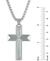 Esquire Men's Jewelry Cross Pendant Necklace in Gray Carbon Fiber and Stainless Steel, Created for Macy's