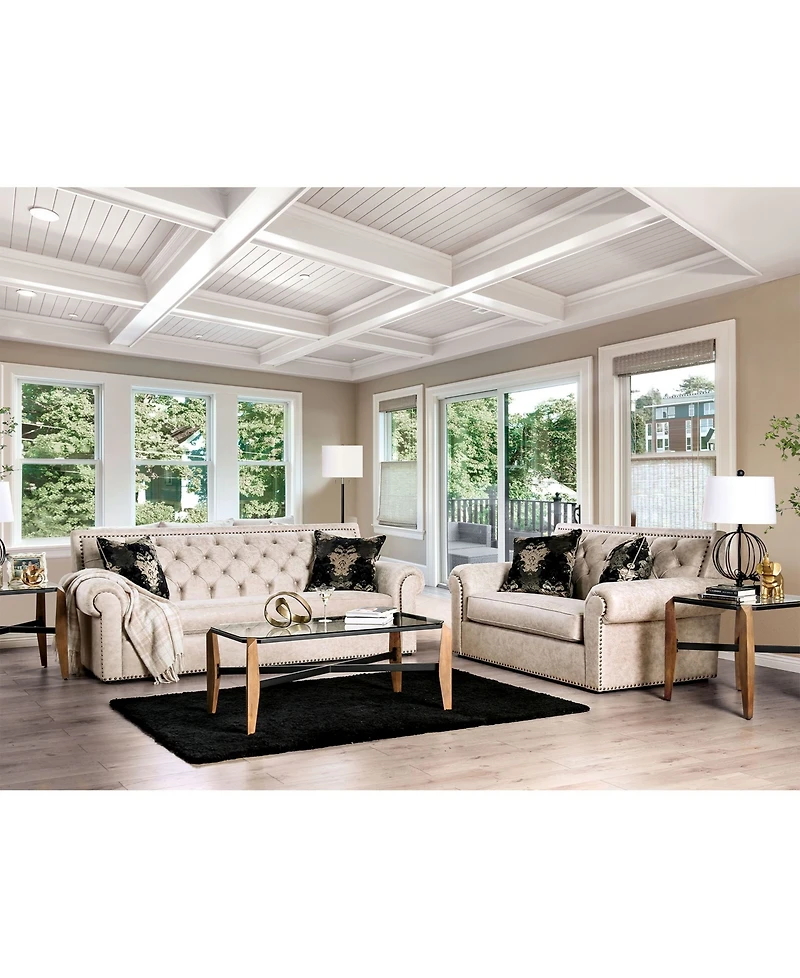 Furniture of America Lundstrom Upholstered Love Seat