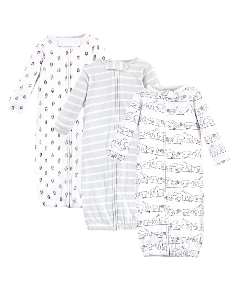 Touched by Nature Baby Boys Unisex Natural Cotton Zip-Front Comfort Gown