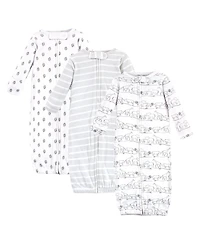 Touched by Nature Baby Boys Unisex Natural Cotton Zip-Front Comfort Gown