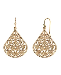 2028 Gold Tone Filigree Teardrop Earrings