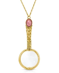 2028 Gold Tone Rose Quarts Semi Precious Magnifier 30" Pendant