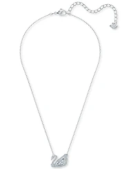 Swarovski Silver-Tone Dancing Swan Crystal Pendant Necklace, 15" + 2" extender