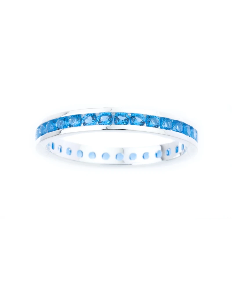 Channel-set Gemstone Ring in Sterling Silver